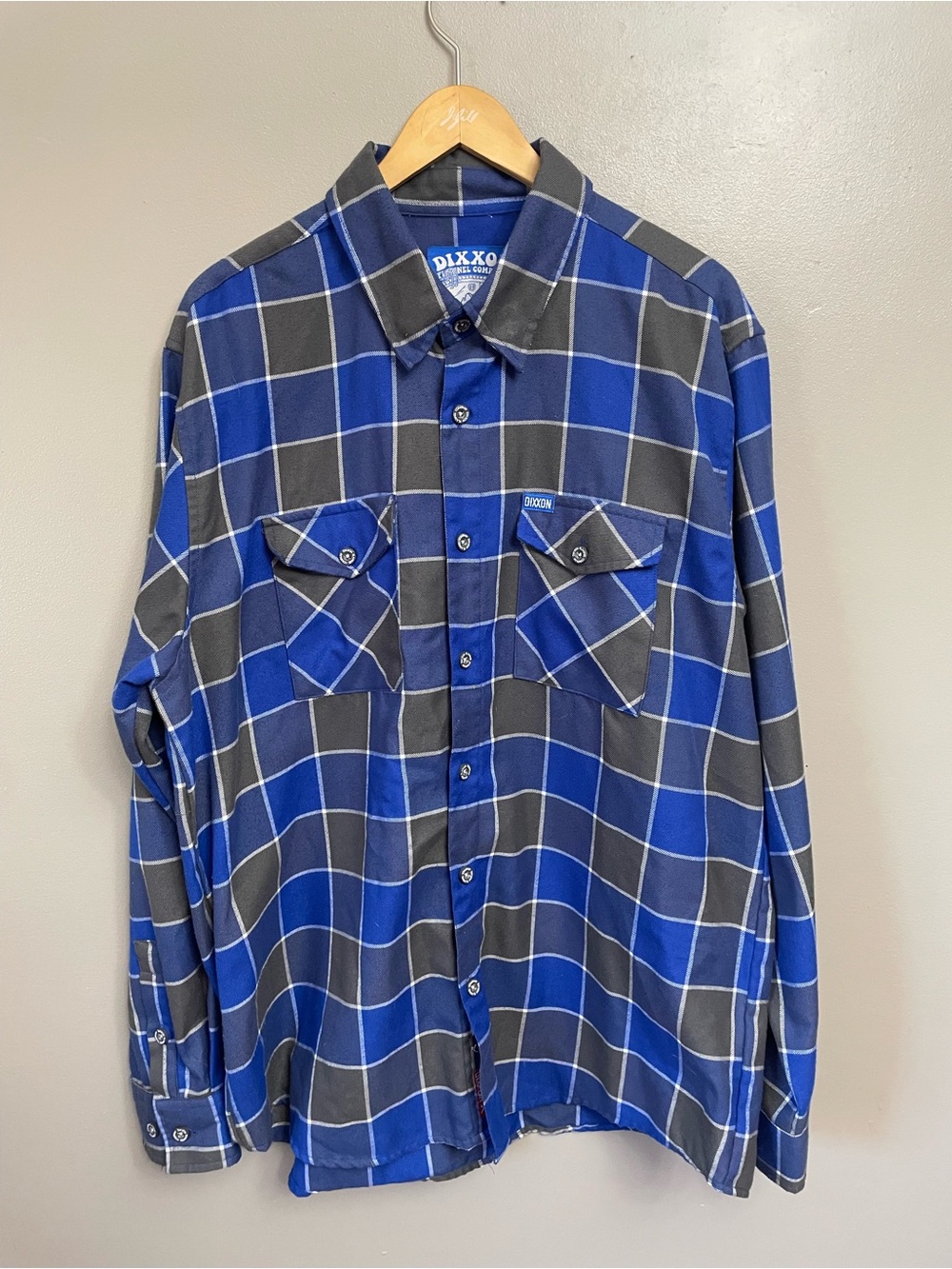 Dixxon The Layback Flannel Size XL Gorpcore plaid blue gray